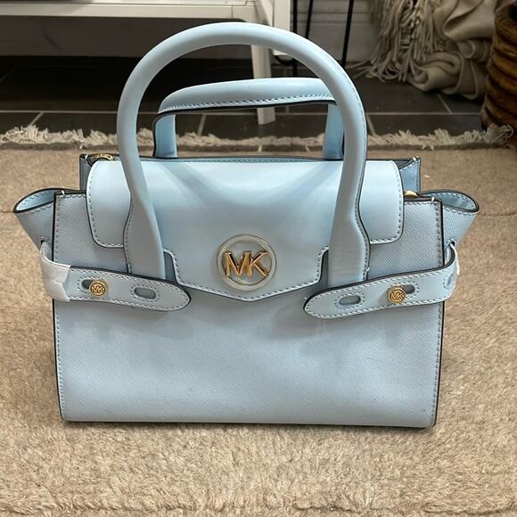 Michael Kors Light Blue Belted Satchel Bag New Retails $598 - Picture 2 of 5